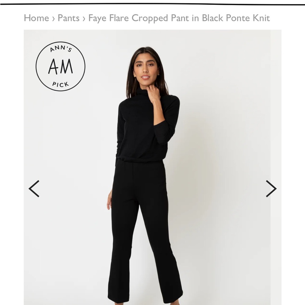 ANN MASHBURN Faye Flare Cropped Pant in Black Ponte Knit